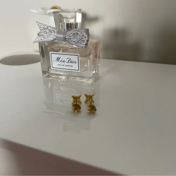 3/$25 925 Sterling Silver Gold Rhinestone Star Stud Earrings - Picture 3 of 3